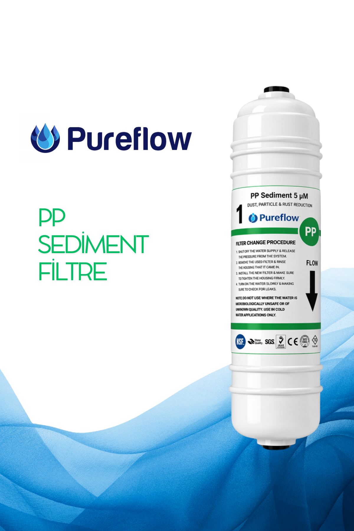 Pureflow PP Sediment Filtre – 5 Mikron