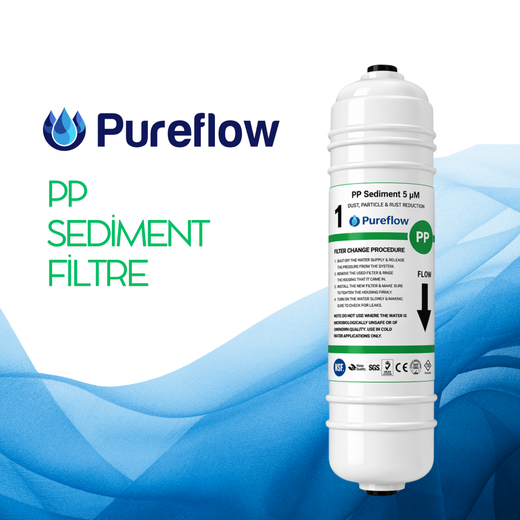 Pureflow PP Sediment Filtre – 5 Mikron